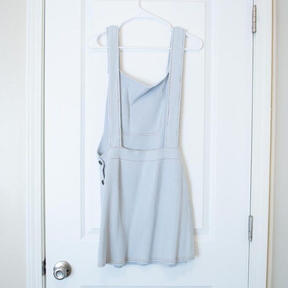 ZARA Overall Jumper Skirt Neutral Minimalist Utility Apron Mini Dress Style M - Picture 3 of 7